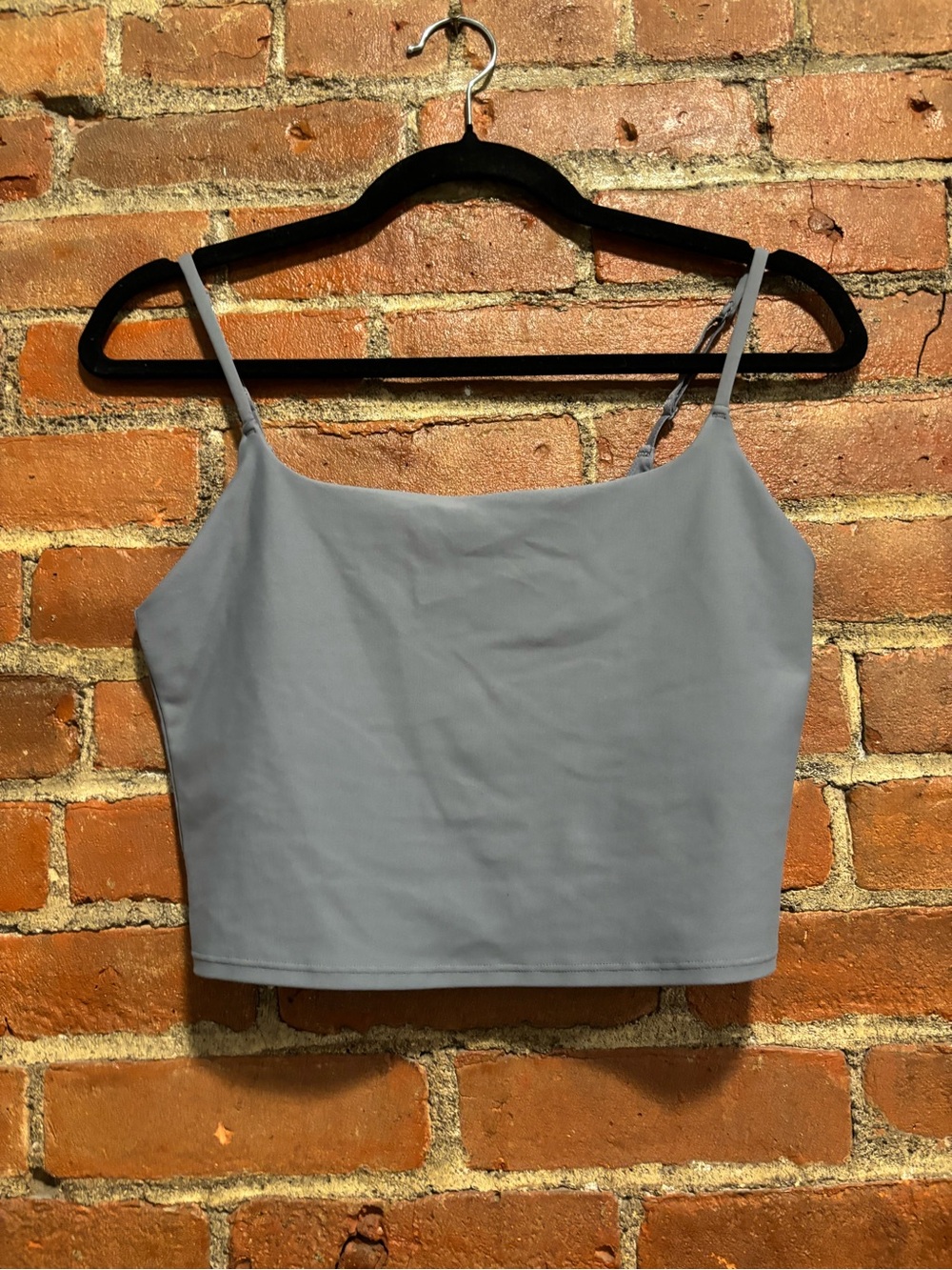 Women's Grey Spaghetti Strap Crop Sports Bra